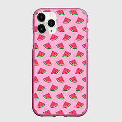 Чехол iPhone 11 Pro матовый Дольки арбуза розовый, цвет: 3D-малиновый