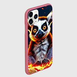 Чехол iPhone 11 Pro матовый Лемур в огне, цвет: 3D-малиновый — фото 2