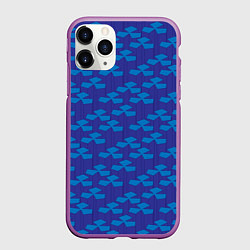 Чехол iPhone 11 Pro матовый Геометрический узор из синих блоков, цвет: 3D-фиолетовый