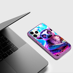 Чехол iPhone 11 Pro матовый Лемур в сказочном лесу, цвет: 3D-фиолетовый — фото 2