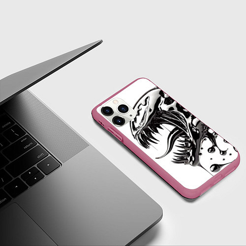 Чехол iPhone 11 Pro матовый Свирепая морда Венома - ядовитая слизь / 3D-Малиновый – фото 3
