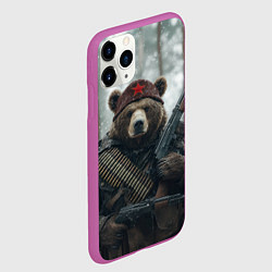 Чехол iPhone 11 Pro матовый Советский медведь с автоматами, цвет: 3D-фиолетовый — фото 2