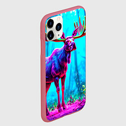 Чехол iPhone 11 Pro матовый Лось в сереневом свете, цвет: 3D-малиновый — фото 2