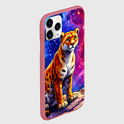 Чехол iPhone 11 Pro матовый Пума и звездное небо, цвет: 3D-малиновый — фото 2
