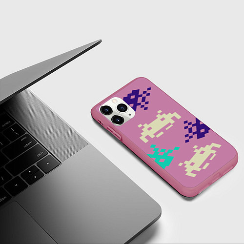 Чехол iPhone 11 Pro матовый Пиксели фильтр / 3D-Малиновый – фото 3