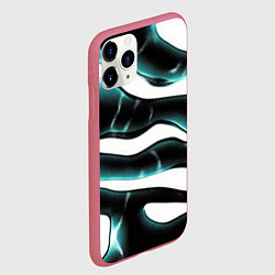 Чехол iPhone 11 Pro матовый Абстрактный черно-зеленый камуфляж, цвет: 3D-малиновый — фото 2