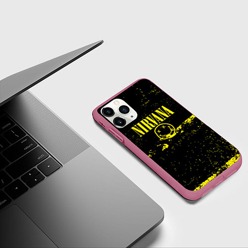 Чехол iPhone 11 Pro матовый Нирвана шум / 3D-Малиновый – фото 3