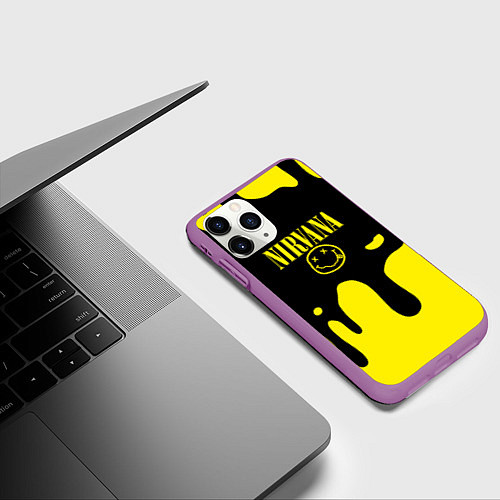 Чехол iPhone 11 Pro матовый Нирвана потёки / 3D-Фиолетовый – фото 3
