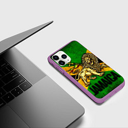 Чехол iPhone 11 Pro матовый Jamaica lion flag, цвет: 3D-фиолетовый — фото 2