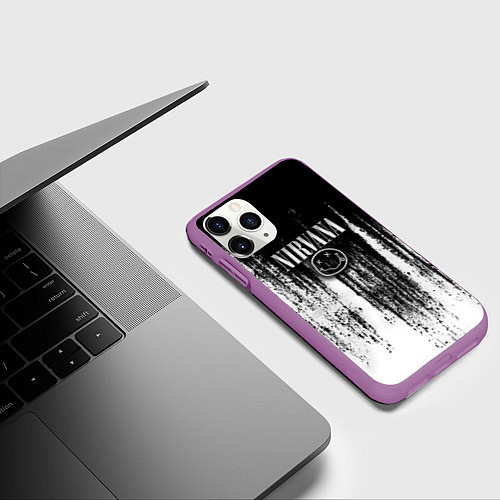 Чехол iPhone 11 Pro матовый Нирвана потёки грязи / 3D-Фиолетовый – фото 3