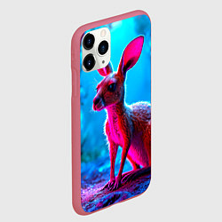 Чехол iPhone 11 Pro матовый Кенгуру в синем лесу, цвет: 3D-малиновый — фото 2