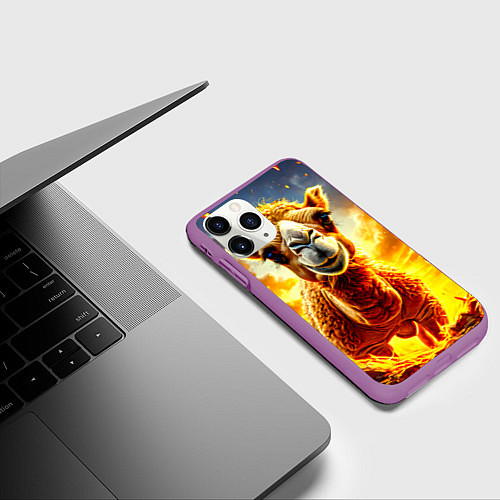 Чехол iPhone 11 Pro матовый Верблюд в огне / 3D-Фиолетовый – фото 3
