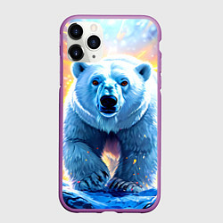 Чехол iPhone 11 Pro матовый Белый медведь идет по льдине, цвет: 3D-фиолетовый