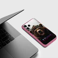 Чехол iPhone 11 Pro матовый Я русский - медведь солдат, цвет: 3D-малиновый — фото 2