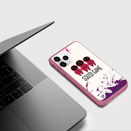 Чехол iPhone 11 Pro матовый Играй в кальмара / 3D-Малиновый – фото 3