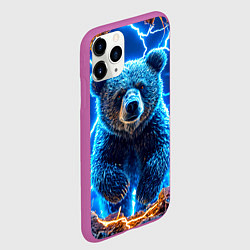Чехол iPhone 11 Pro матовый Медведь и молния, цвет: 3D-фиолетовый — фото 2