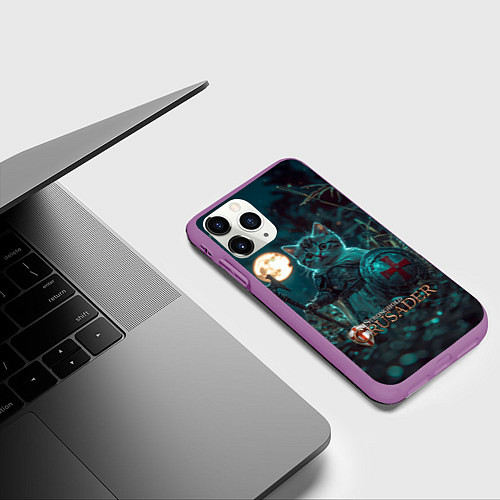 Чехол iPhone 11 Pro матовый Stronghold Crusader котенок рыцарь / 3D-Фиолетовый – фото 3