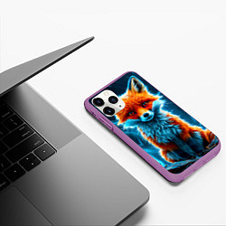 Чехол iPhone 11 Pro матовый Лиса и молния, цвет: 3D-фиолетовый — фото 2