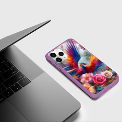 Чехол iPhone 11 Pro матовый Тропическая птица, цвет: 3D-фиолетовый — фото 2