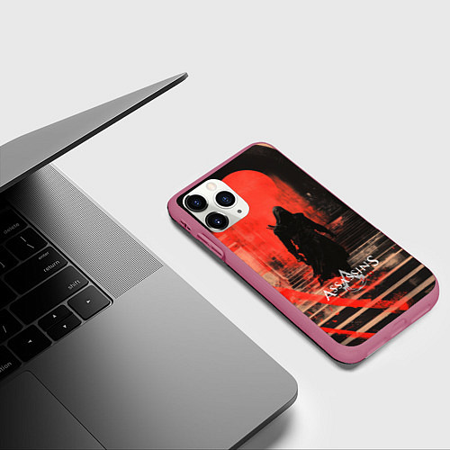 Чехол iPhone 11 Pro матовый Assassins Creed poster style / 3D-Малиновый – фото 3