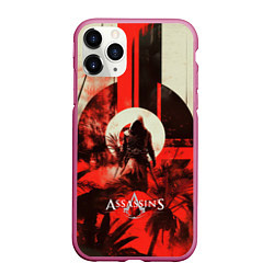 Чехол iPhone 11 Pro матовый Assassins Creed ninja, цвет: 3D-малиновый