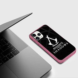 Чехол iPhone 11 Pro матовый Assassins creed shadows - монохромный, цвет: 3D-малиновый — фото 2