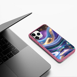 Чехол iPhone 11 Pro матовый Космическая краска, цвет: 3D-малиновый — фото 2