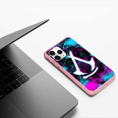 Чехол iPhone 11 Pro матовый Assassins creed shadows - neon color / 3D-Баблгам – фото 3