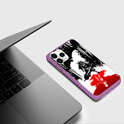Чехол iPhone 11 Pro матовый Assassins creed shadows - два ассасина, цвет: 3D-фиолетовый — фото 2
