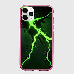 Чехол iPhone 11 Pro матовый Зеленая неоновая молния, цвет: 3D-малиновый