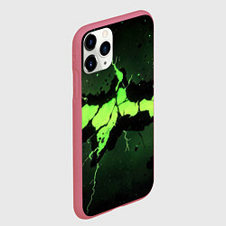 Чехол iPhone 11 Pro матовый Разлом по центру зеленой плиты, цвет: 3D-малиновый — фото 2