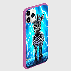Чехол iPhone 11 Pro матовый Зебра и удар молнии, цвет: 3D-фиолетовый — фото 2