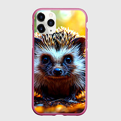 Чехол iPhone 11 Pro матовый Ёжик в искрах, цвет: 3D-малиновый