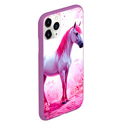 Чехол iPhone 11 Pro матовый Белая лошадь с розовой гривой, цвет: 3D-фиолетовый — фото 2