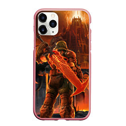 Чехол iPhone 11 Pro матовый Doom slayer and tower Doom, цвет: 3D-баблгам