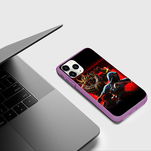 Чехол iPhone 11 Pro матовый Assassins Creed Тени / 3D-Фиолетовый – фото 3