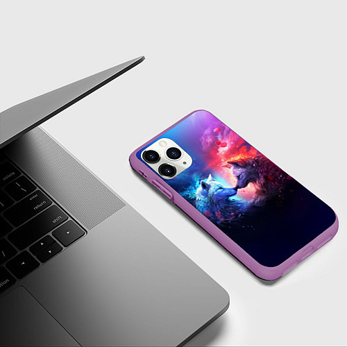 Чехол iPhone 11 Pro матовый Любовь хищников / 3D-Фиолетовый – фото 3
