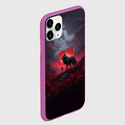 Чехол iPhone 11 Pro матовый Волчица на фоне сердца, цвет: 3D-фиолетовый — фото 2