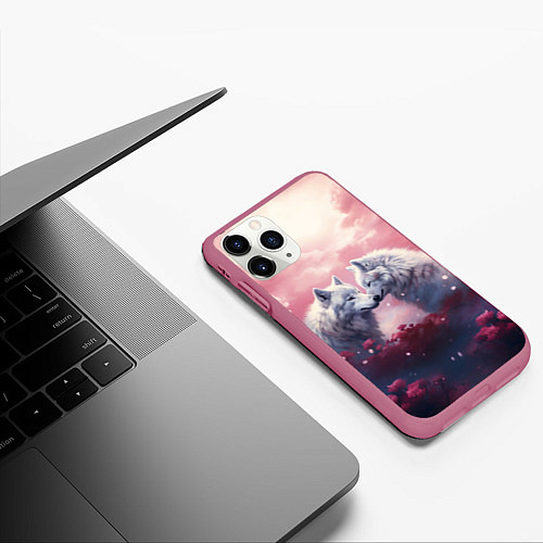 Чехол iPhone 11 Pro матовый Вольчия связь / 3D-Малиновый – фото 3