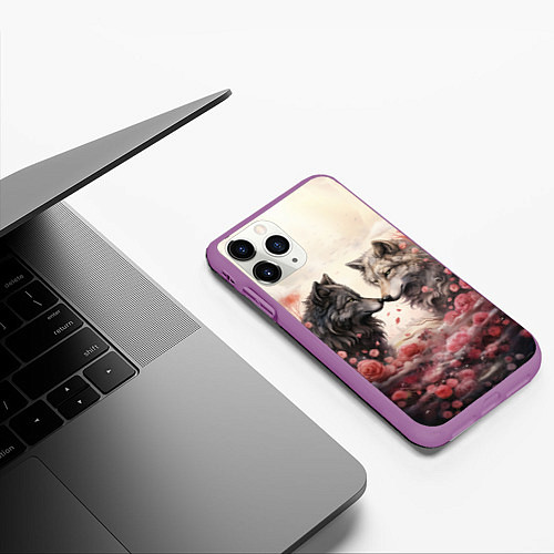 Чехол iPhone 11 Pro матовый Волчья верность / 3D-Фиолетовый – фото 3