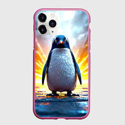 Чехол iPhone 11 Pro матовый Эпичный пингвин, цвет: 3D-малиновый