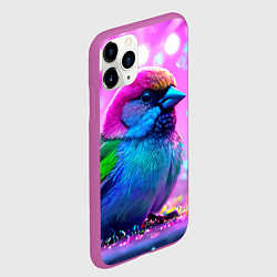 Чехол iPhone 11 Pro матовый Неоновый воробей, цвет: 3D-фиолетовый — фото 2