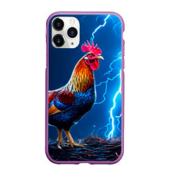 Чехол iPhone 11 Pro матовый Петух и молния, цвет: 3D-фиолетовый