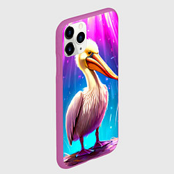 Чехол iPhone 11 Pro матовый Пеликан в сиянии лучей, цвет: 3D-фиолетовый — фото 2