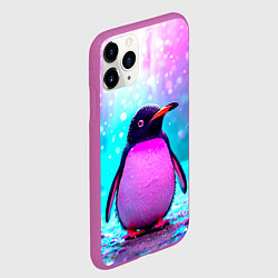 Чехол iPhone 11 Pro матовый Пингвин в неоновых искрах, цвет: 3D-фиолетовый — фото 2