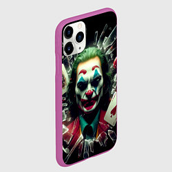 Чехол iPhone 11 Pro матовый Джокер - разбитое стекло, цвет: 3D-фиолетовый — фото 2