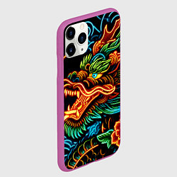 Чехол iPhone 11 Pro матовый Japanese neon dragon - irezumi, цвет: 3D-фиолетовый — фото 2