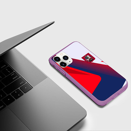 Чехол iPhone 11 Pro матовый Герб Москвы / 3D-Фиолетовый – фото 3