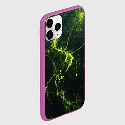Чехол iPhone 11 Pro матовый Зеленые волокна - текстура, цвет: 3D-фиолетовый — фото 2