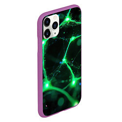 Чехол iPhone 11 Pro матовый Зеленый нейроны, цвет: 3D-фиолетовый — фото 2